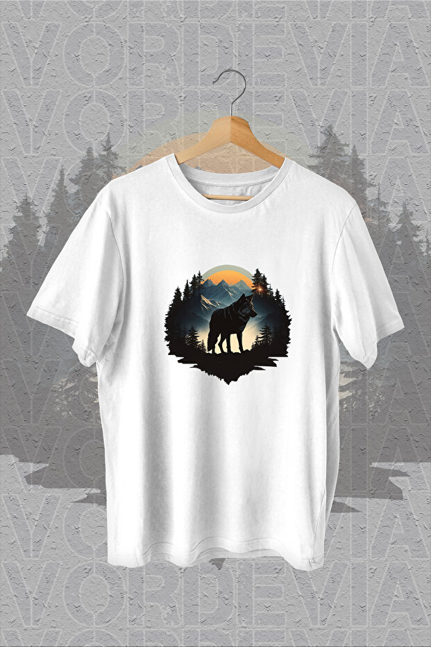 Wolf Printed White Oversize T-Shirt