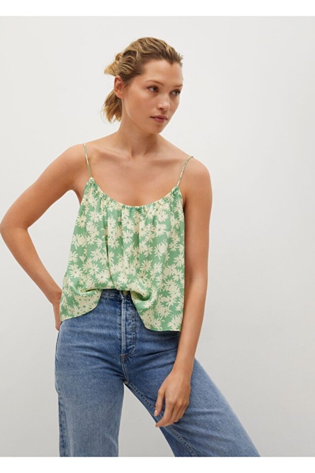 Kadın Yeşil Çiçekli Bluz - 1
