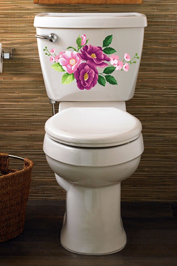 Purple Roses Roses Toilet Seat And Bathroom Sticker Set