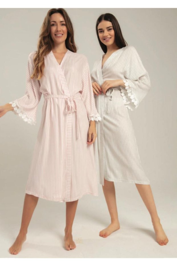 Women's Pink Linen Maternity Dressing Gown 5236