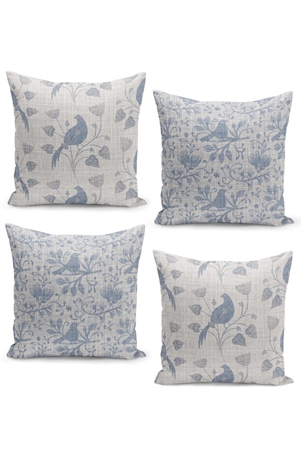 Set of 4 Cushion Covers French Woven Linen Textured Design