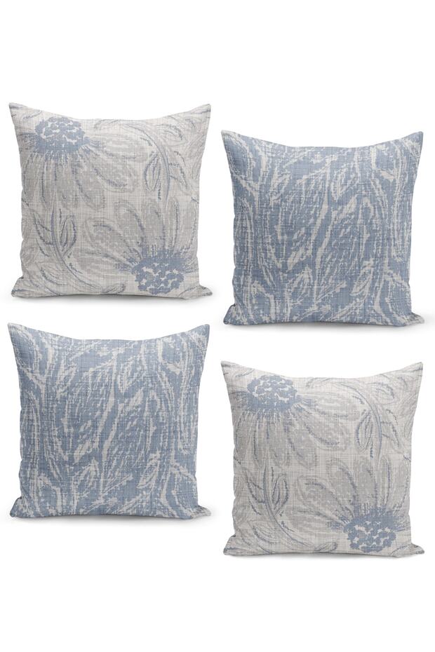 Set of 4 Cushion Covers French Woven Linen Textured Design