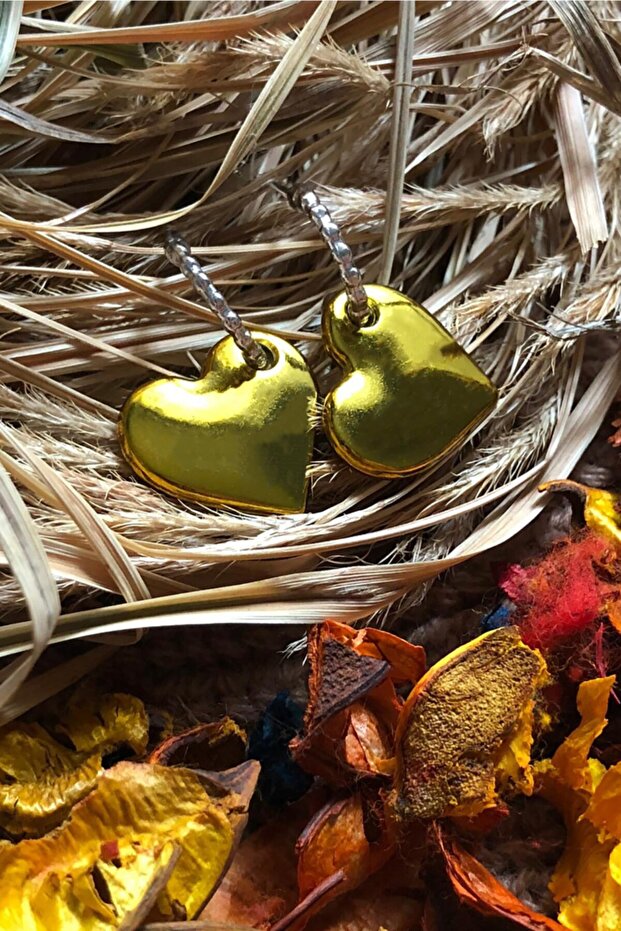 Chrome Bright Yellow Color Antiallergic Heart Earrings