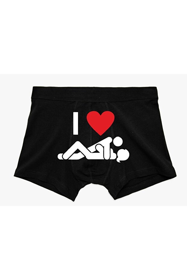 Siyah I Love Yazılı Erkek\man Boxer - 1
