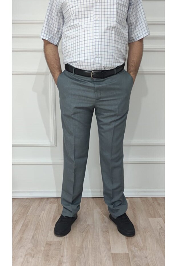 Men's Plus Size Classic Gray Relaxed Fit Fabric Pants