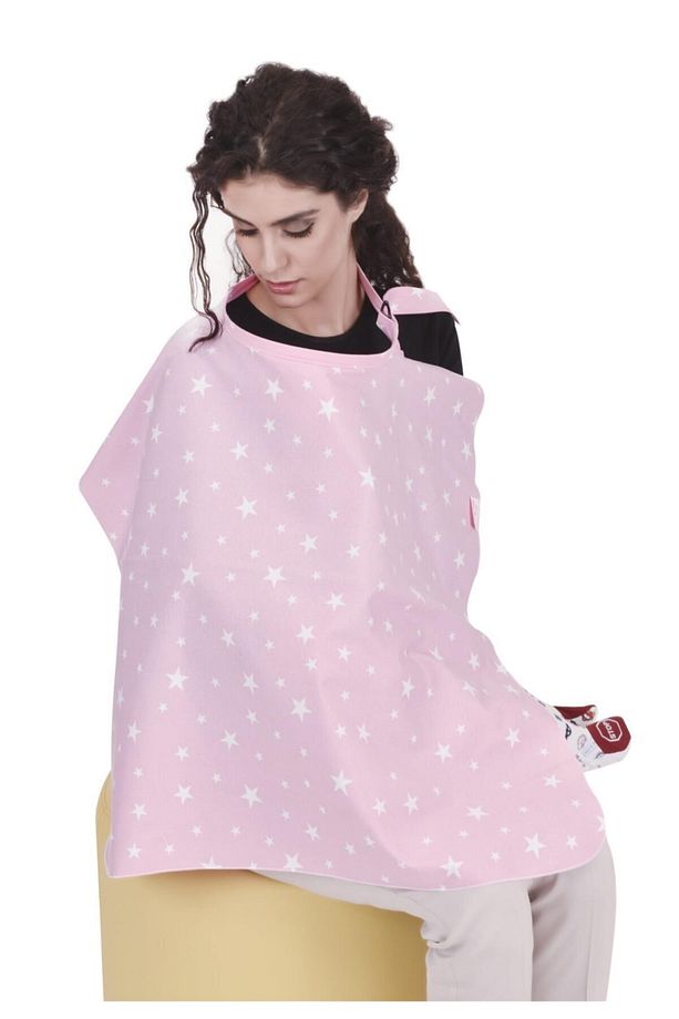 Tokalı Emzirme Örtüsü Art-6372 Pembe Yıldız - 1