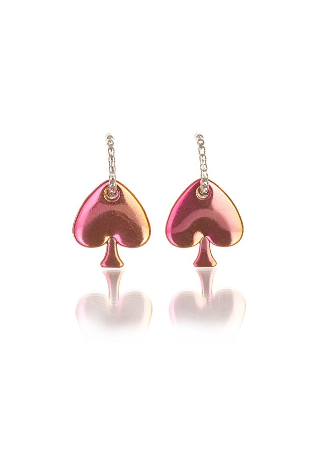 Chrome Fuchsia Yellow Color Antiallergic Spade Earrings