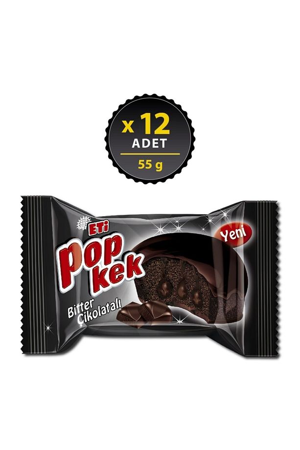 Popkek Bitter Çikolatalı Kek 55 g x 12 Adet - 1