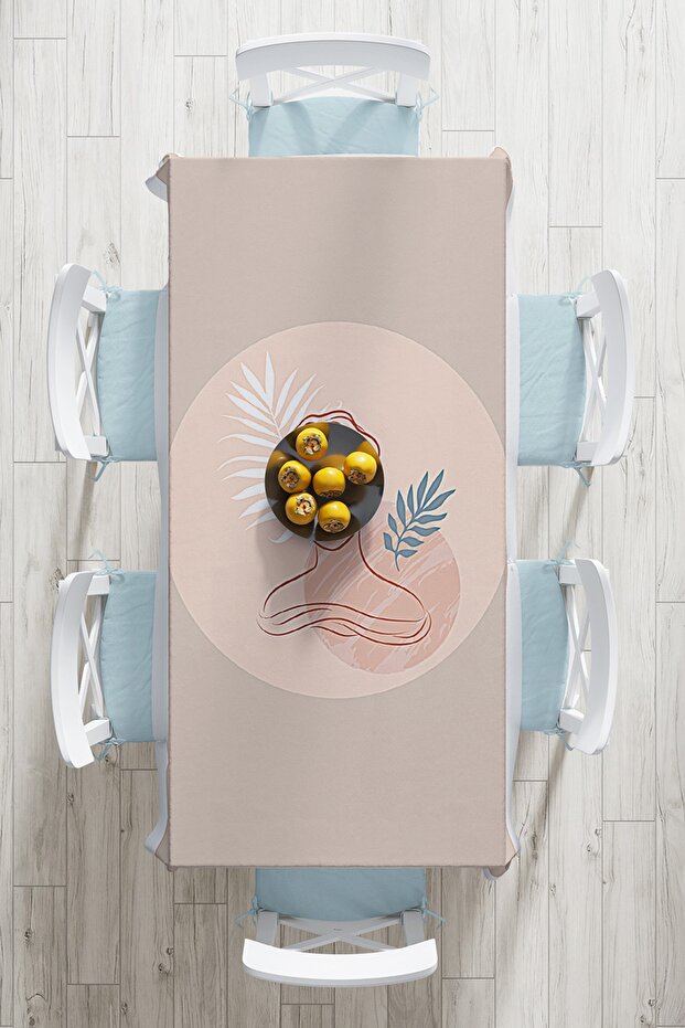 Antique Patterned Digital Printed Tablecloth on Pastel Floor - 2