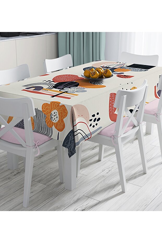 Digital Printed Tablecloth with Artistic Motif and Flower Detail