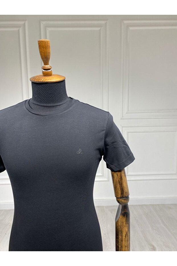 Siyah Basic 0 Yaka T-shirt - 2