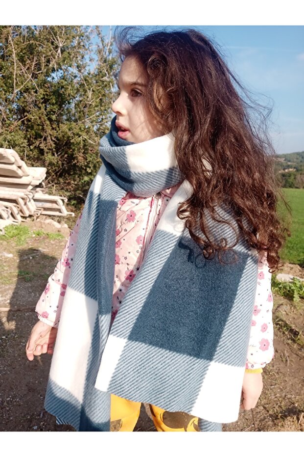 Children's Fleece Scarf Checked Scarf Children's Plaid Scarf