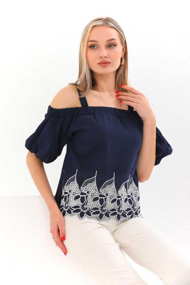 Strappy Strapless Blouse - 1