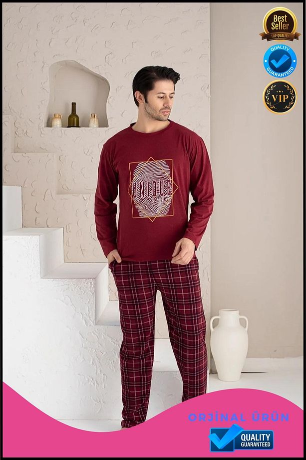 Lüx Uzun Kollu Erkek Pijama Takımı Lüx Erkek Pijama Takımı - 1