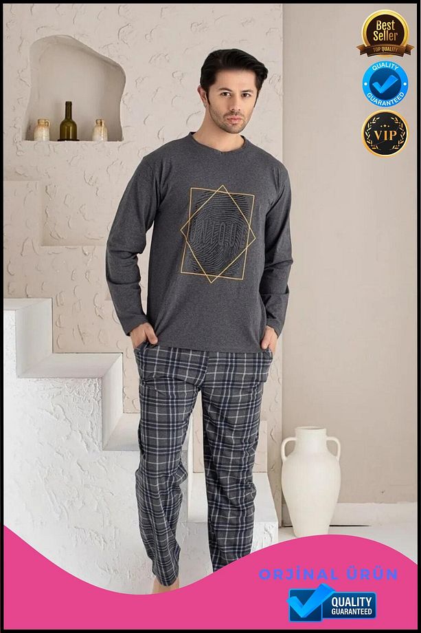 Lüx Uzun Kollu Erkek Pijama Takımı Lüx Erkek Pijama Takımı - 1