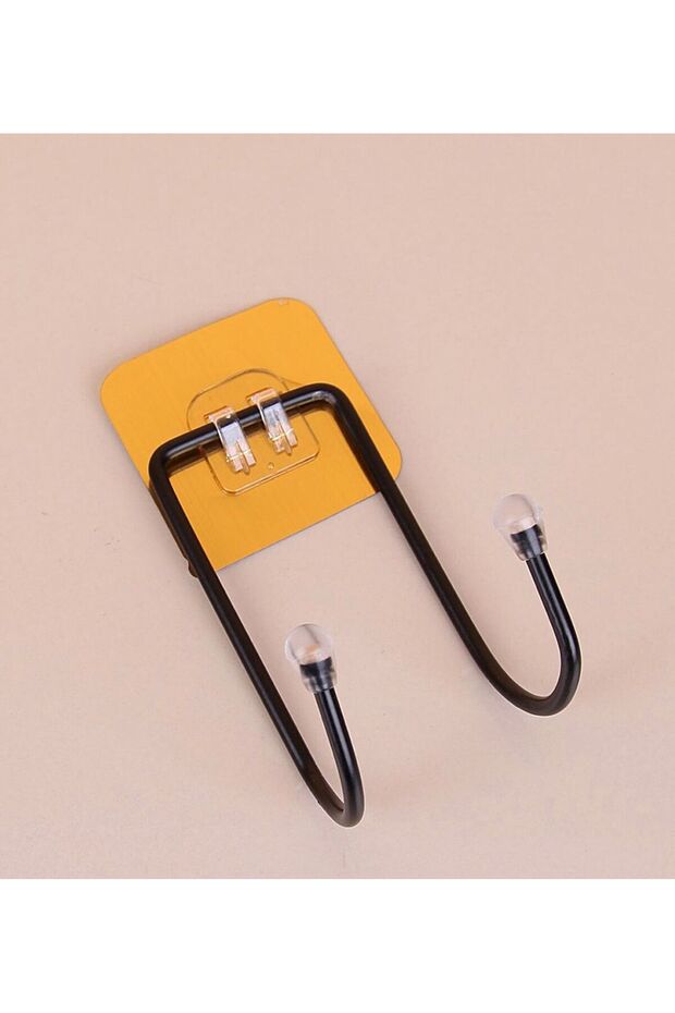 Black Square Adhesive 2-Piece Hanger Metal