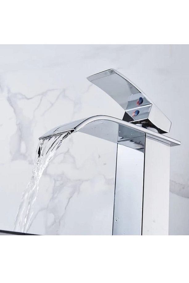 Krom Çanak Lavabo Bataryası Oval Havza Model Uzun/yüksek Gümüş Gri Lavabo Musluğu Çift Girişli - 6