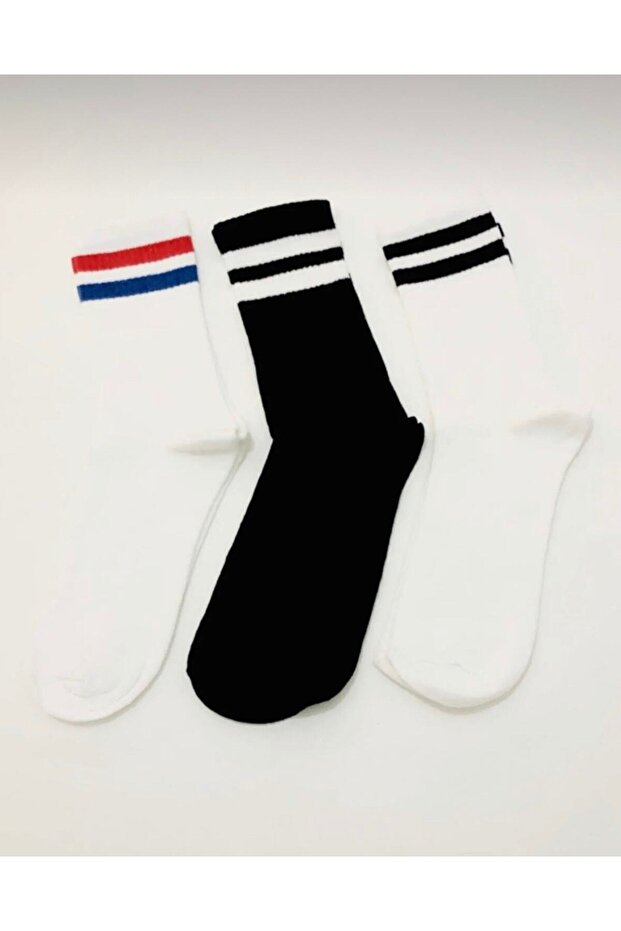 Unisex 3-Pack Colorful Tennis College Socks