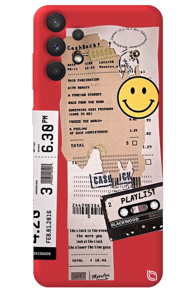 Silicone Phone Case for Samsung A32 Red with Velvet Playlist Pattern Inside