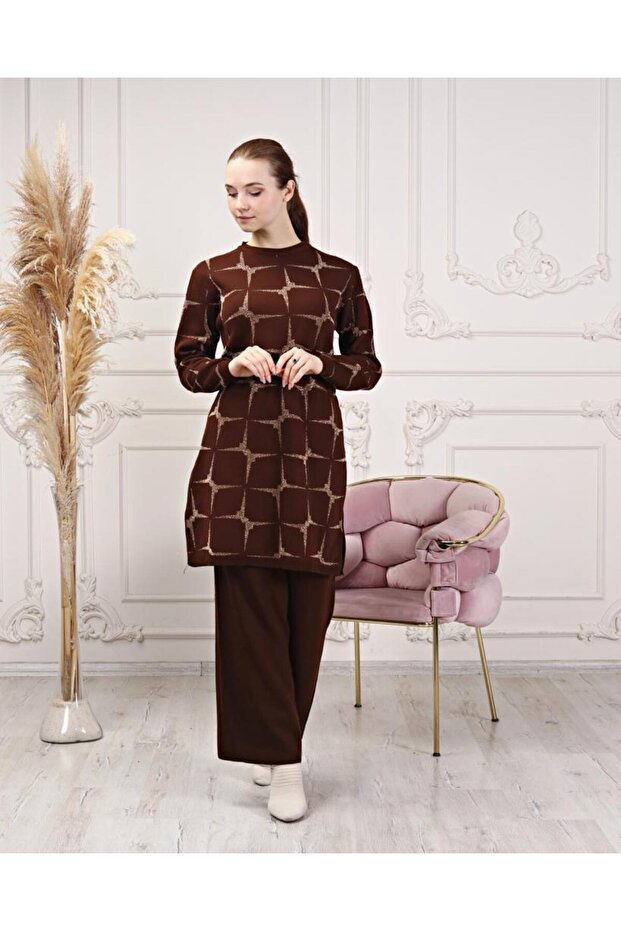 WOMEN'S LONG CYCLING NECK TRIKOT SELF PATTERNED TUNIC TRIKOT SWEATER