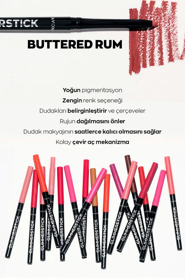 Glimmerstick Asansörlü Dudak Kalemi - Buttered Rum 2'li + Lovider Cep Aynası Hediye - 3
