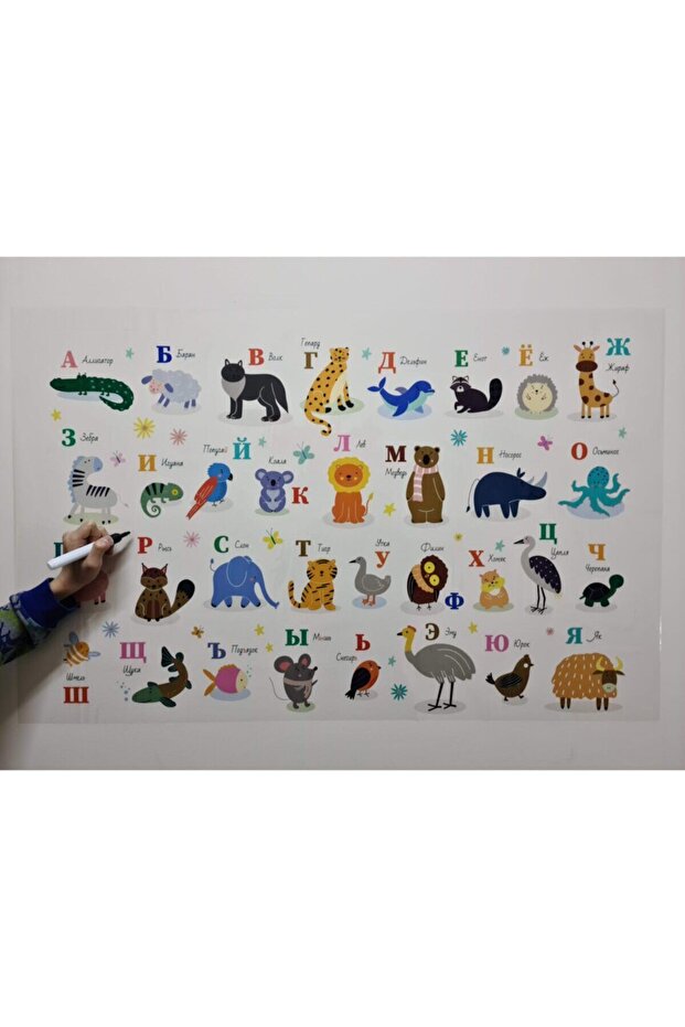 Rusça Alfabe Statik Kağıt Tahta 100x65cm - 1