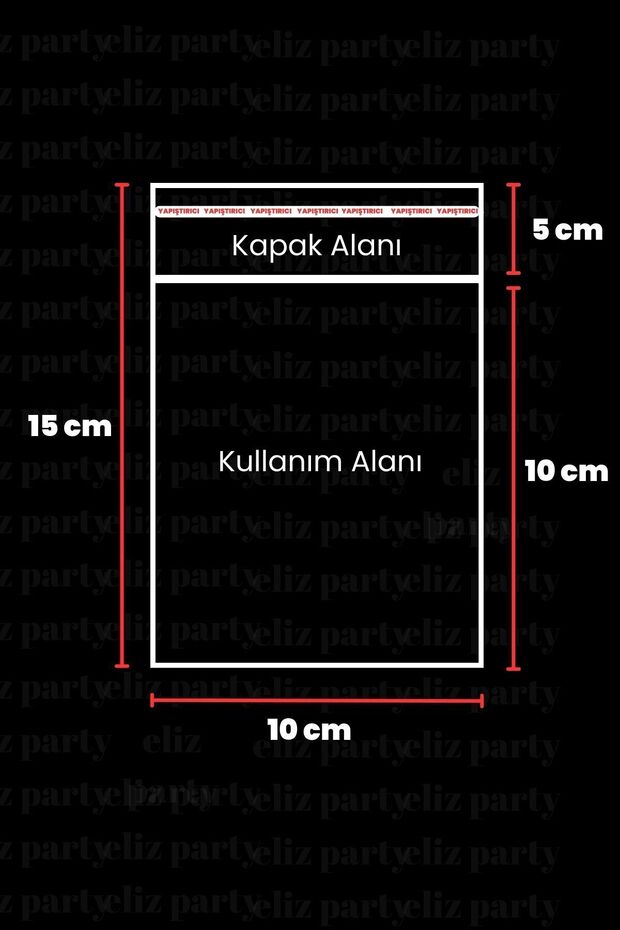 10x15 Cm Bantlı Sarı Renk Canavar Desenli Şeffaf Jelatin Poşet OPP 100 Adet - 3