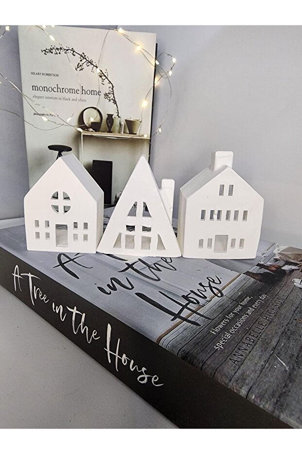 3'lü Beyaz Ev Mumluk - 3