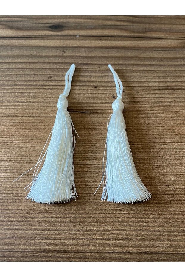 2 Pieces 7 Cm Ecru Color Small Tassel