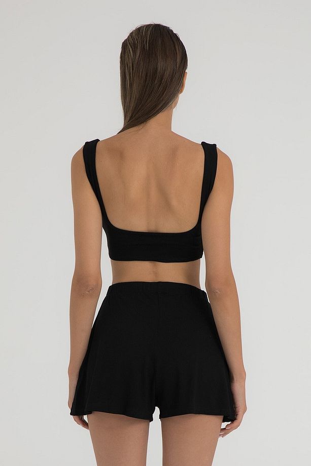 Ultra Soft Crop Top Siyah - 4
