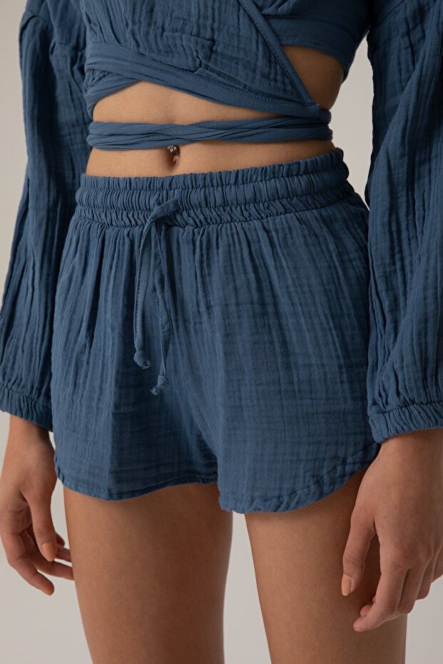 Müslin Şort Indigo - 3