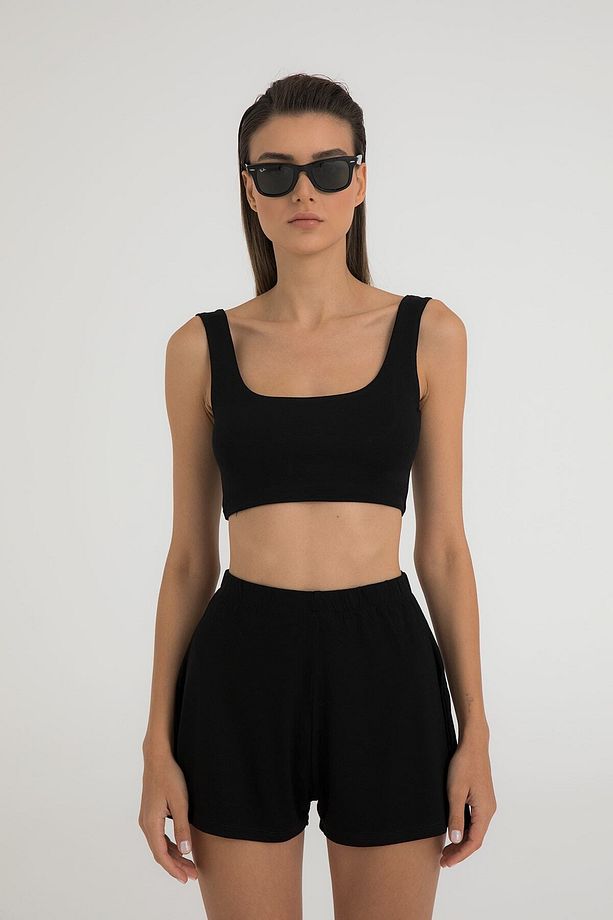 Ultra Soft Crop Top Siyah - 2