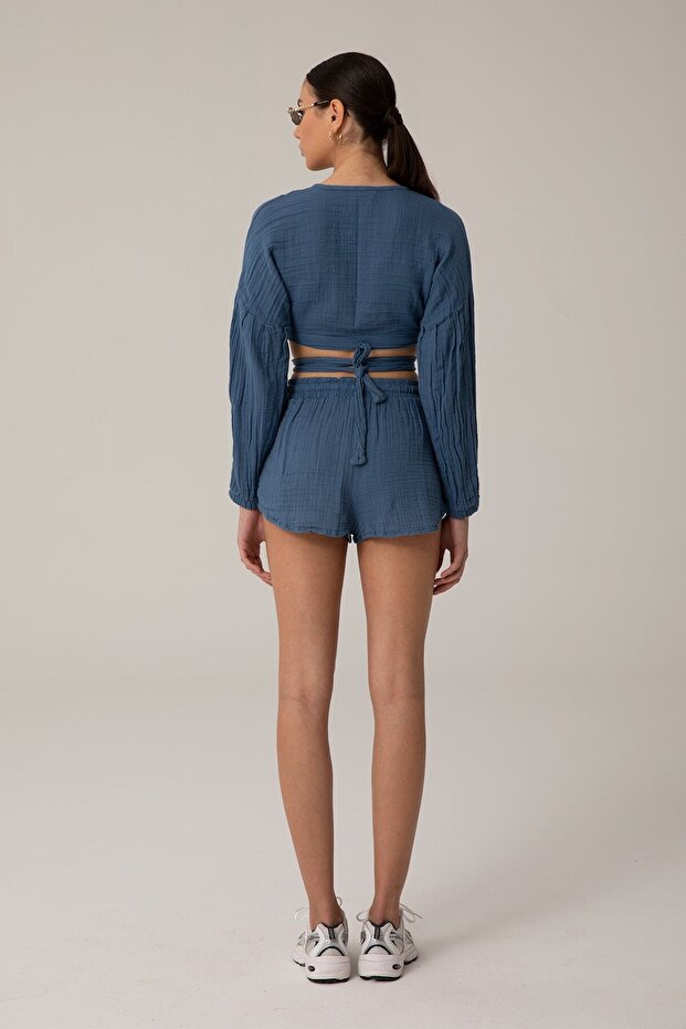 Müslin Şort Indigo - 4