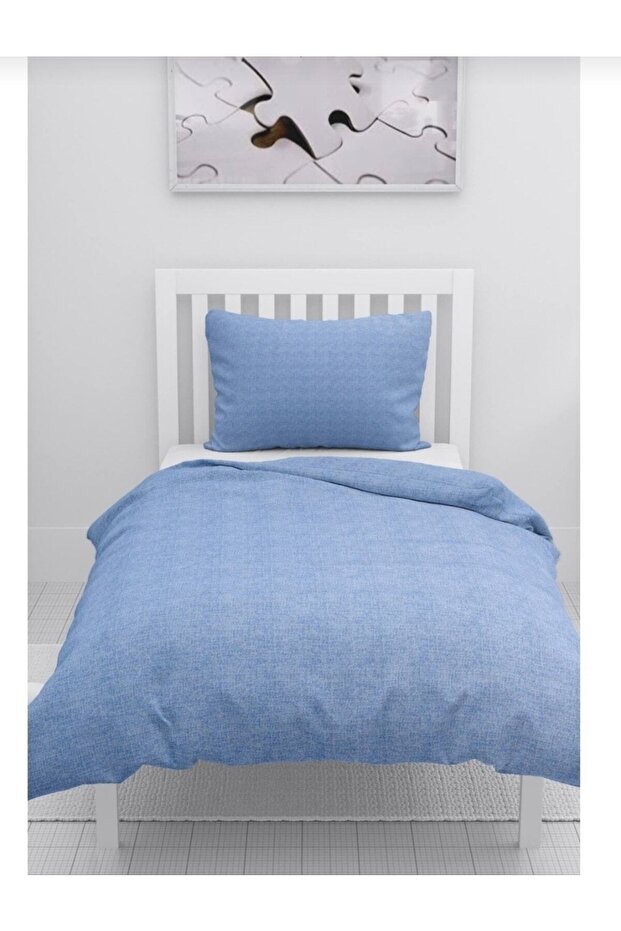 Single Blue Duvet Cover Set, 155*215 Duvet Cover Pillowcase