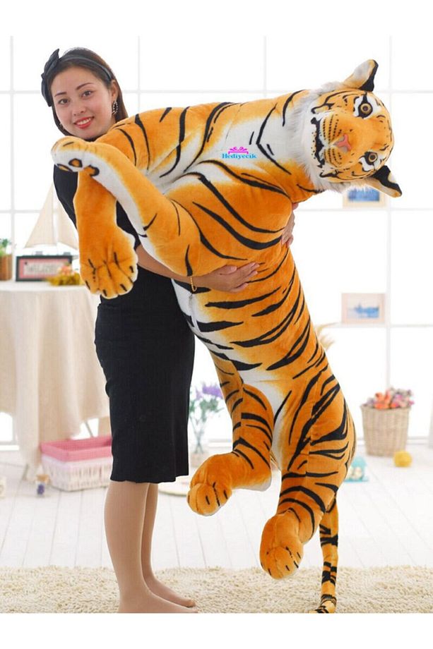 200 cm Dev Boy Gerçek Görünümlü Peluş Kaplan - 7