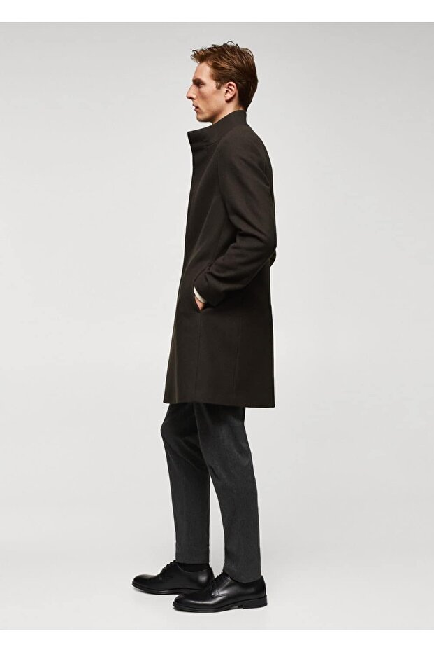 Dik yaka yün palto - 8