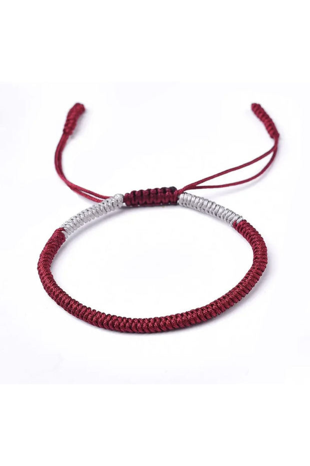 Bordo-Gray Unisex Handmade Knitted Bracelet