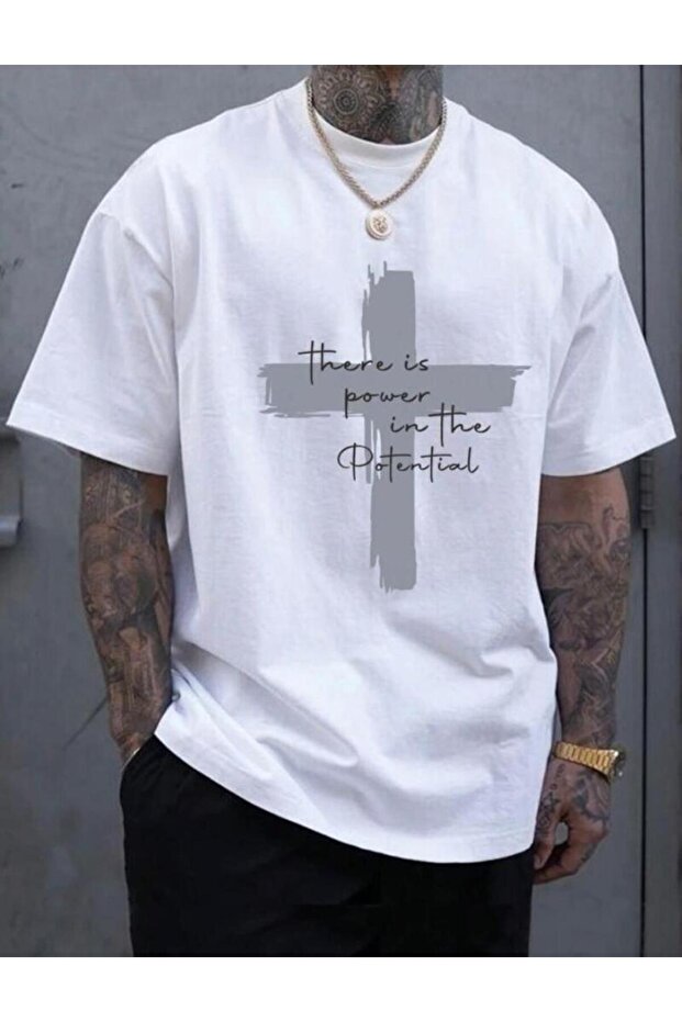 WHITE Trend Printed Oversize T-shirt - 1