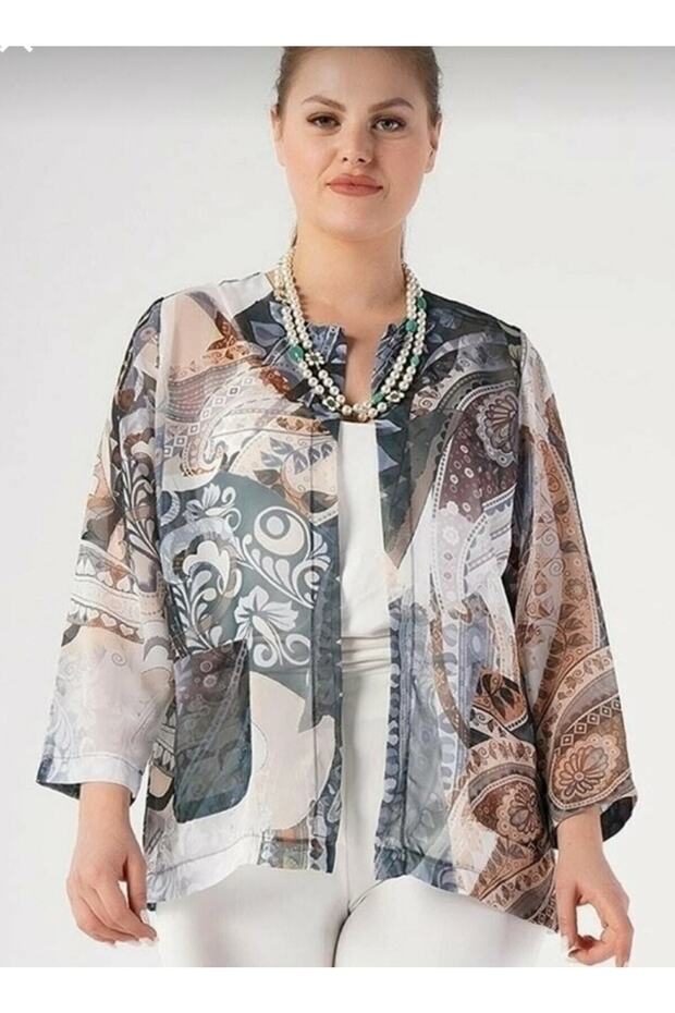 Büyük Beden Şifon Ceket - 2