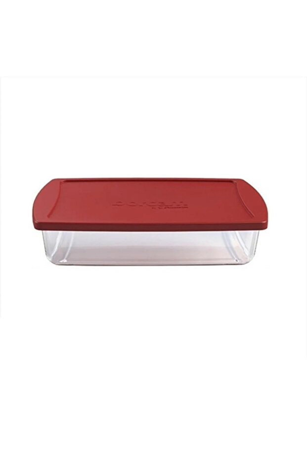 Rectangular Glass Storage Container with Red Lid 59864 - 1