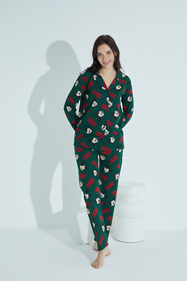 PAMUKLU DÜĞMELİ PİJAMA TAKIM - 4