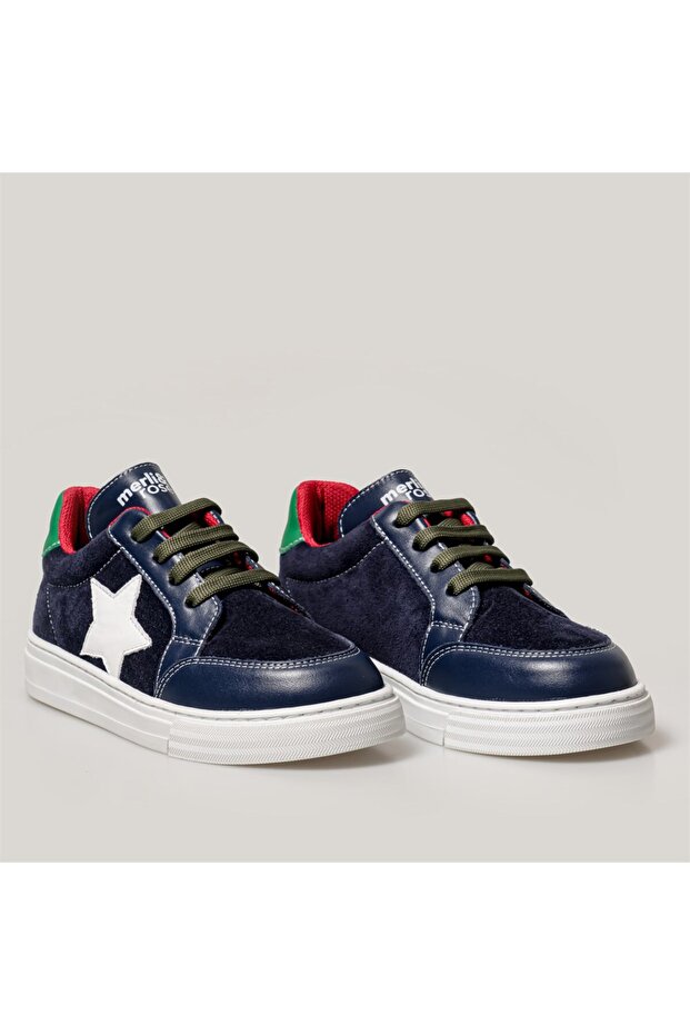Star Kids Sneakers | Dark Blue-Green-White