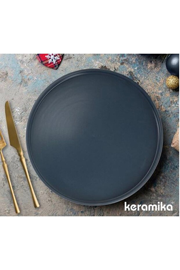 27 Cm Stackable Blue Magic Servis Tabağı Mat Mavi - 1