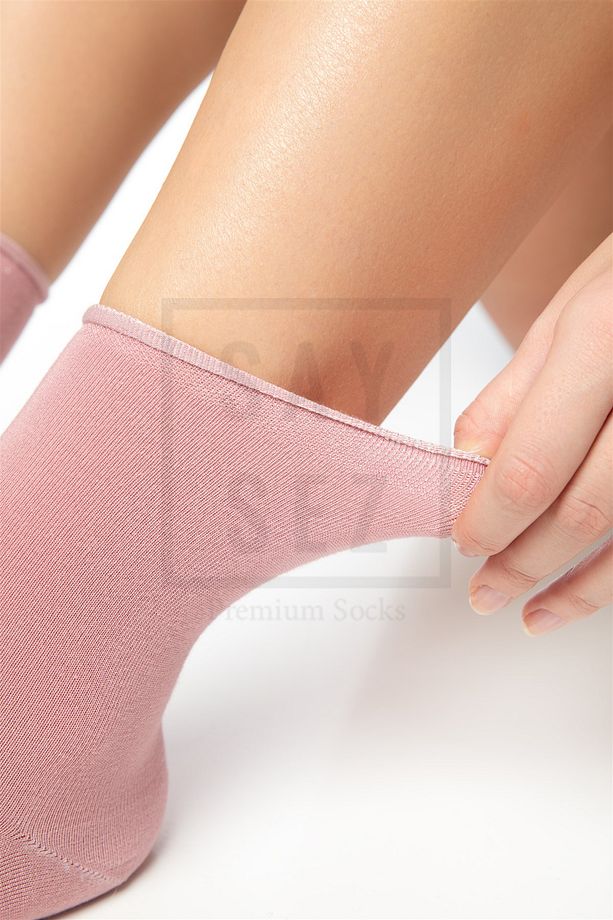 Bambu Kadın Lastiksiz Pembe Soket Dikişsiz Premium Çorap / Iz Bırakmaz / Sıkmayan Çorap - 3