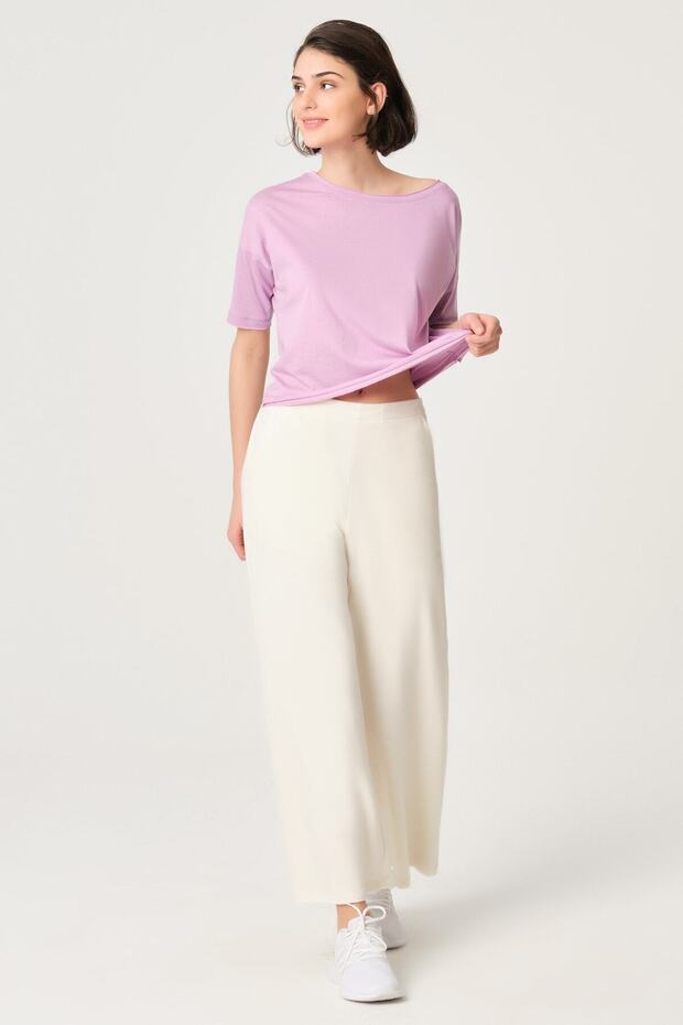 Pink Crew Neck Crop T-shirt