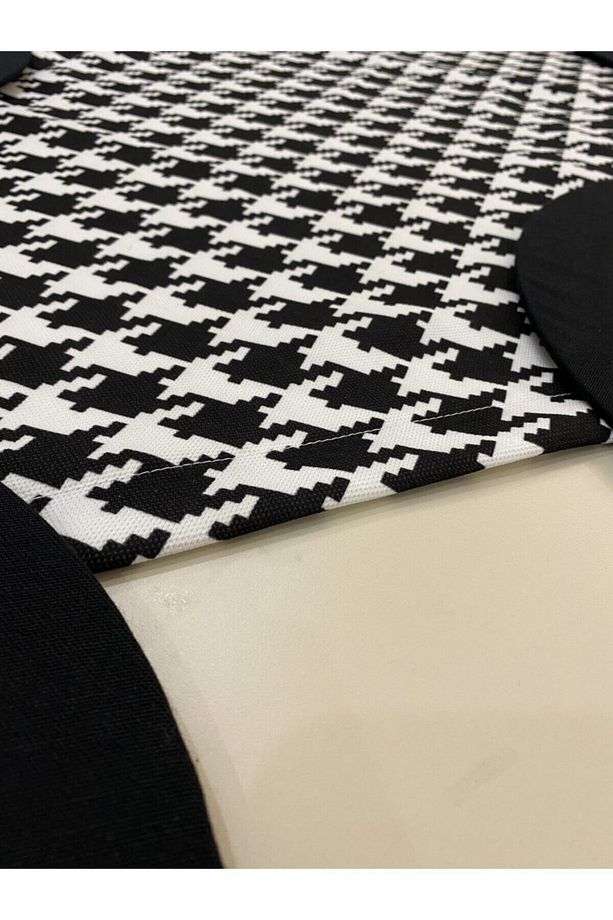 Kazayağı Desenli Duck Keten Runner ve 6 Adet Siyah Keten Supla Seti - 4