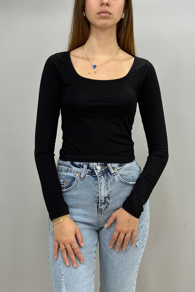 Women's U Neck Long Sleeve BODY Lycra Cotton