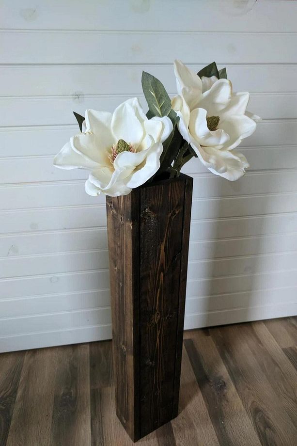 Tek Rustik Zemin Vazo - Ahşap Ev Dekorasyonu - Dekoratif Vazo (40CM) - 1