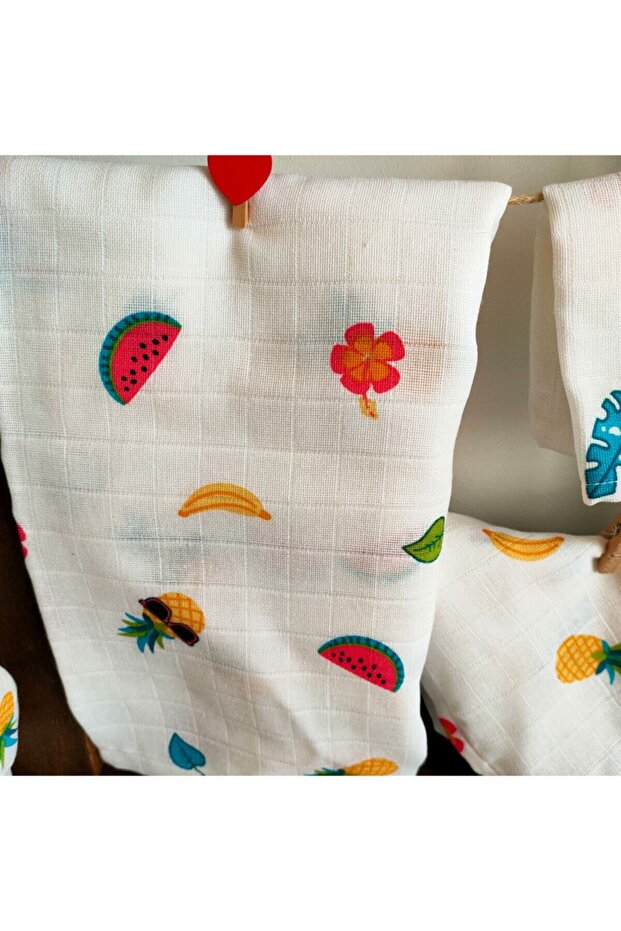 Tropical Fruits Muslin Set 6 Piece Set 100% Cotton