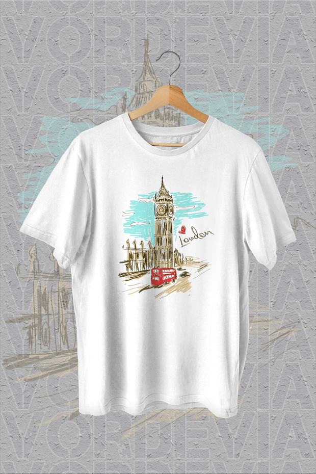 London Printed White Oversize T-Shirt